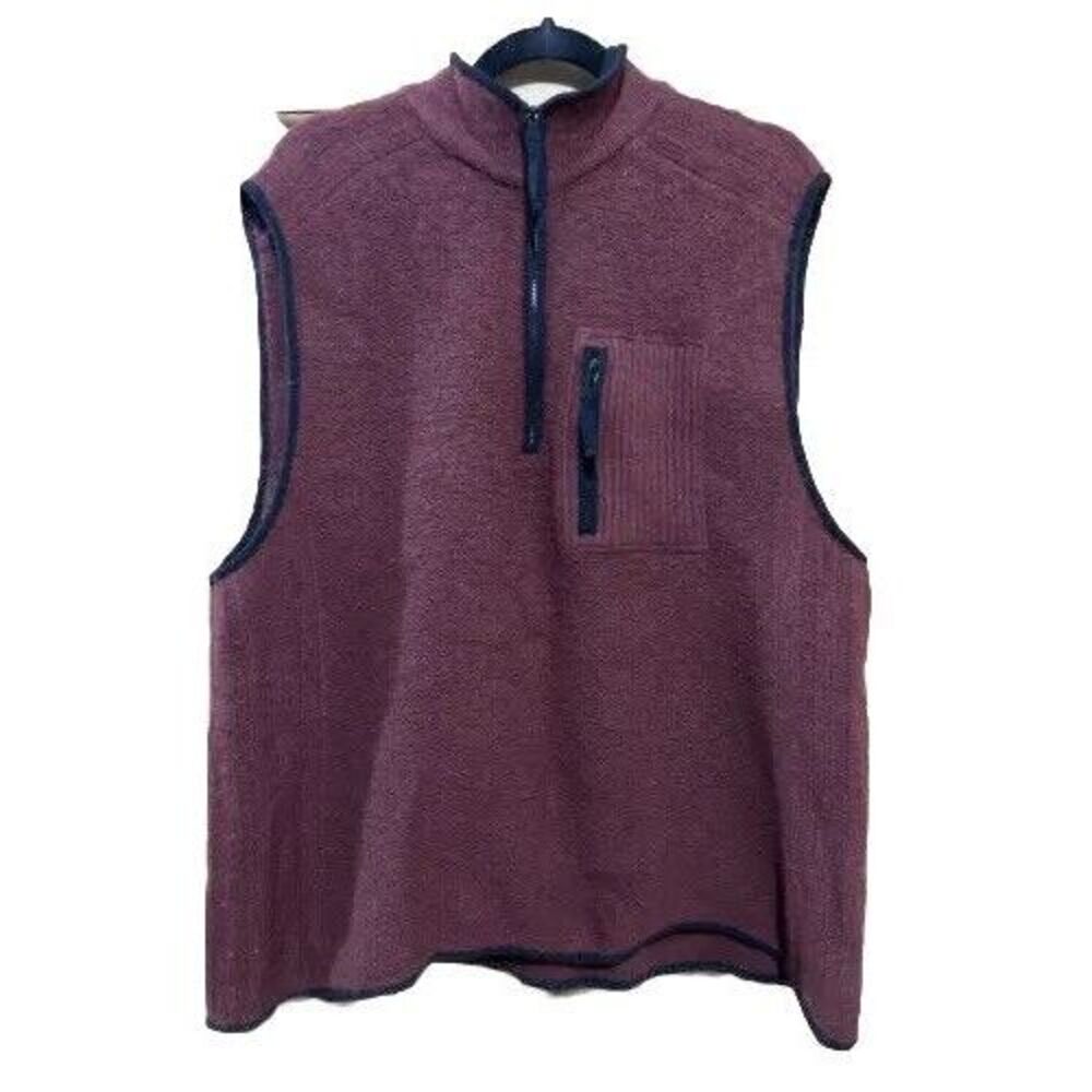 The Territory Ahead Mens XL 1/4 Zip Sweater Vest  Knit Lambswool Rust‎ Red